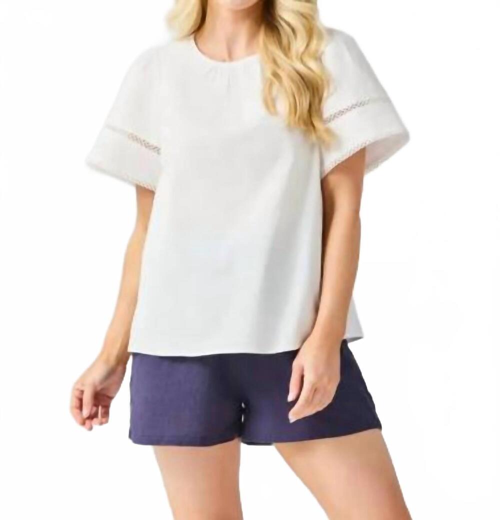NEW MARY SQUARE tabby flutter sleeves top in white